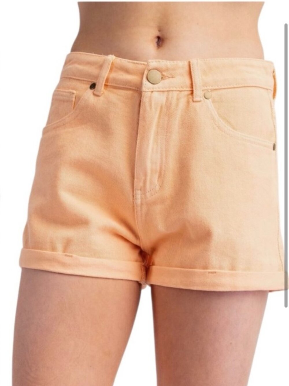 NWT - Easel Denim Cuffed Shorts - Cantelope - Size Large